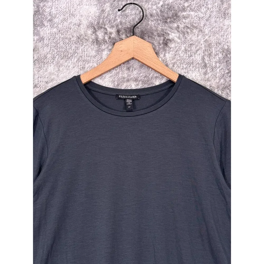 Eileen Fisher Shirt Small Womens Fine Jersey Gray Long Sleeve Tunic Top